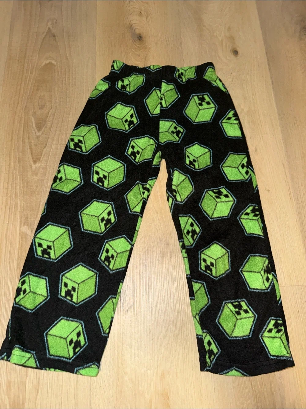 Kids Green Creeper Cube Fleece Pajama Pants